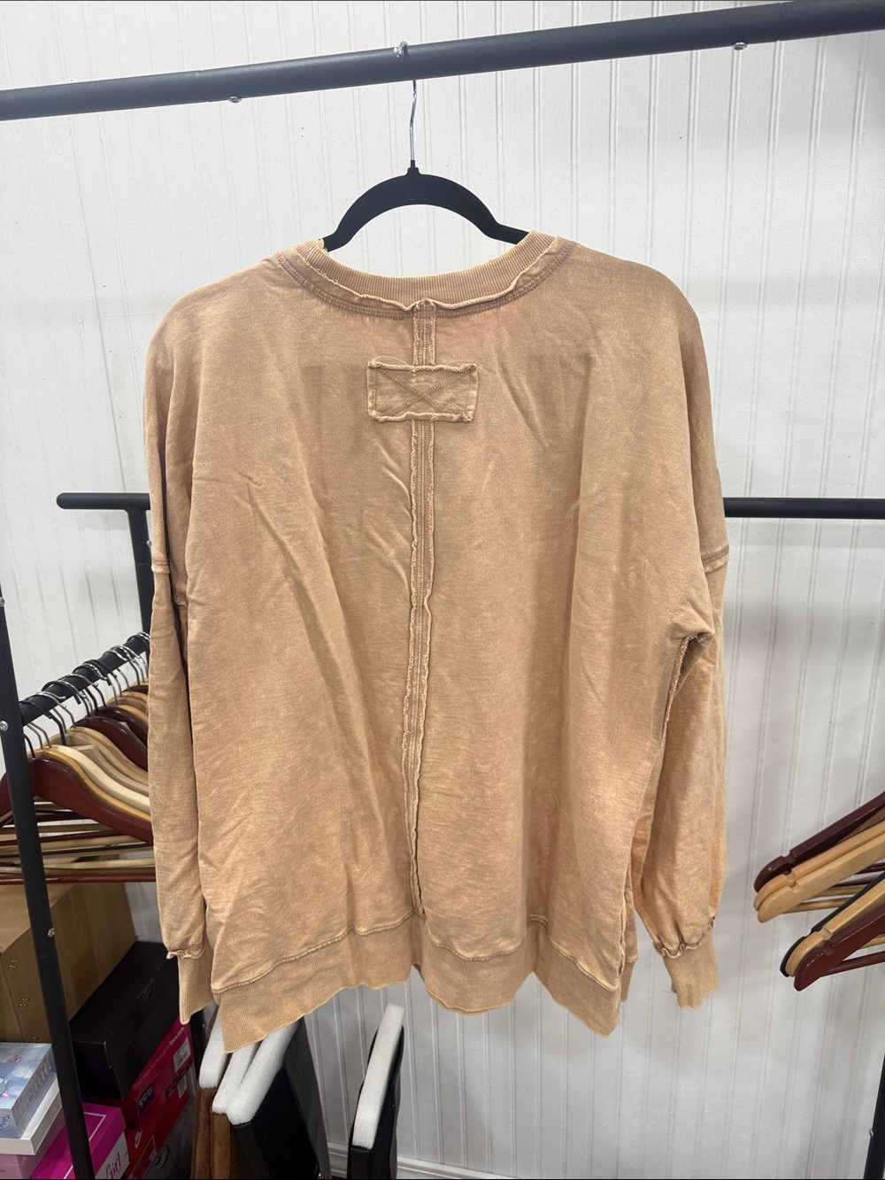 Like New Women’s Zenana Outfitters Washed Tan Crewneck Sweatshirt Medium - Picture 8 of 8